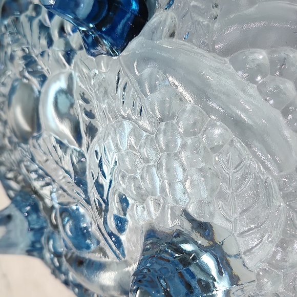 Harvest Blue Glass Oval Footed Fruit Bowl - Picture 10 of 12